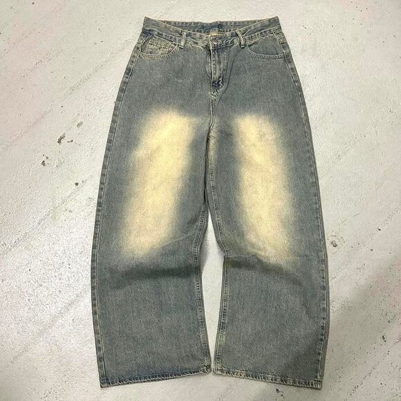 BLUE FADED WIDE LEG BAGGY DENIM 28 WAIST